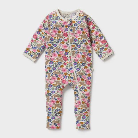 Wilson & Frenchy Organic Zipsuit with Feet - Bunny Hop