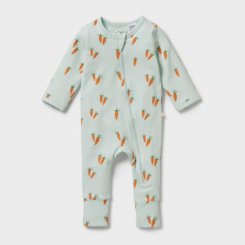Wilson & Frenchy Organic Zipsuit with Feet - Cute Carrots