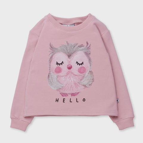 Minti Painted Owl Furry Crew - muted pink