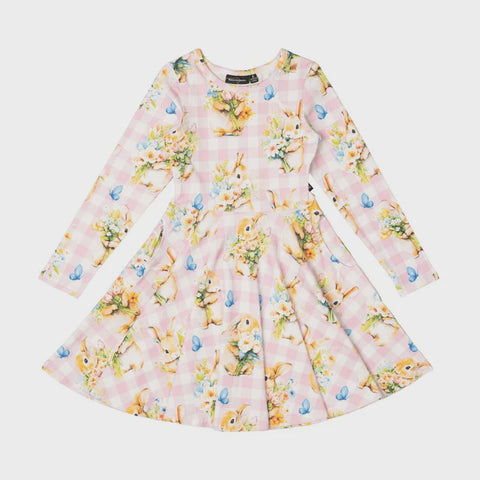 Rock your Kid Bunny Bouquet Waisted Dress - multi