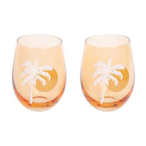 Sunnylife - Cheers Stemless Glass Tumblers - Desert Palms