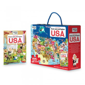 Sassi - Travel, Learn and Explore - Puzzle and Book Set - USA