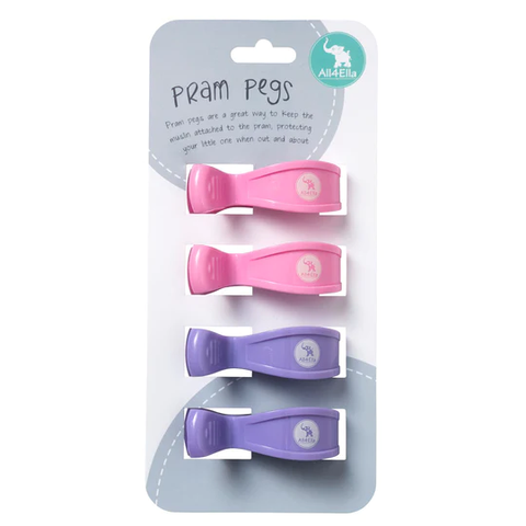 All4ella Pram Pegs - 4 Pack -Purple Pink Pastel