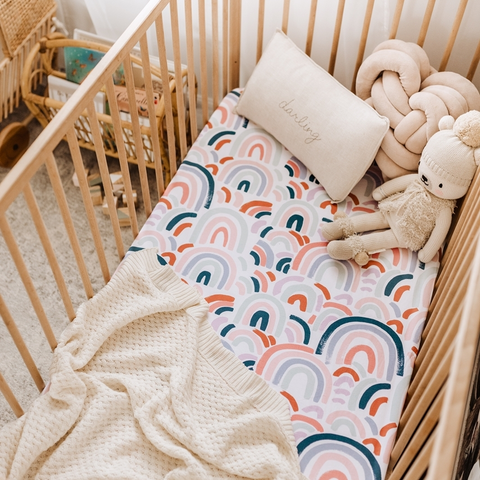 Snugglehunny - Fitted Cot Sheet - Rainbow Baby