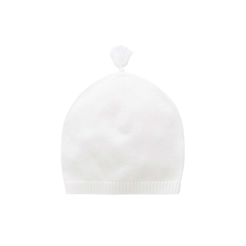 Purebaby - essentials newborn beannie- white