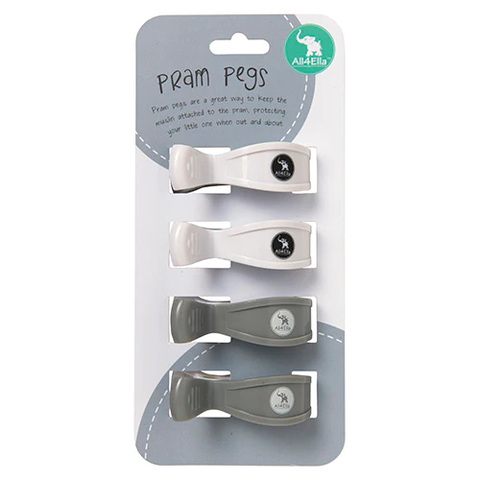 All4ella Pram Pegs - 4 Pack - White/Grey