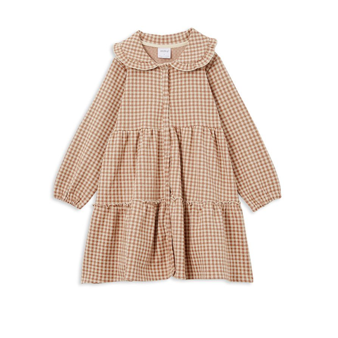 Milky - Check Tiered Collared Dress