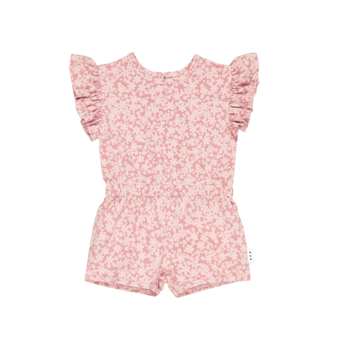 Huxbaby - Smile Floral Frill Playsuit - Dusty Rose
