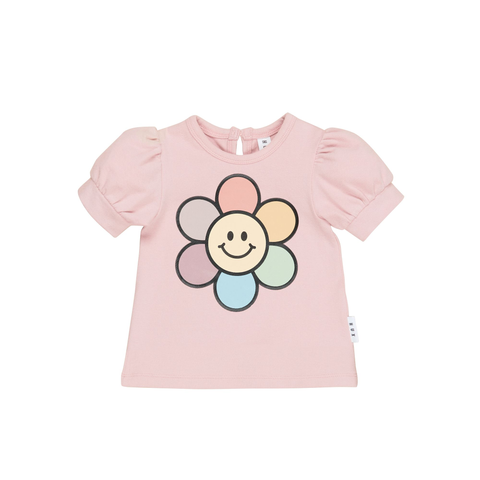 Huxbaby - Rainbow Daisy Puff T-Shirt - Rose