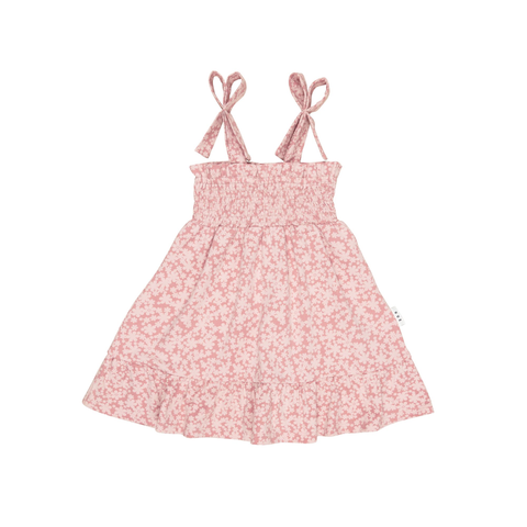 Huxbaby - Smile Floral Shirred Dress - Dusty Rose