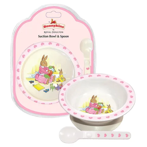 Bunnykins by Royal Doulton - Suction Bowl & Spoon Pale Pink