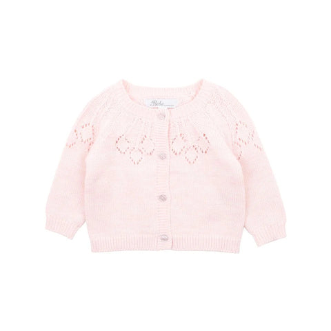 Bebe Baby Ciara Needle Out Knitted Cardigan - Pink Marle