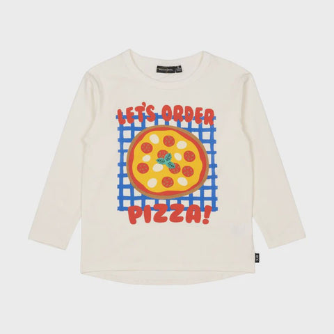 Rock Your Kid Lets Order Pizza Long Sleeve TShirt - cream