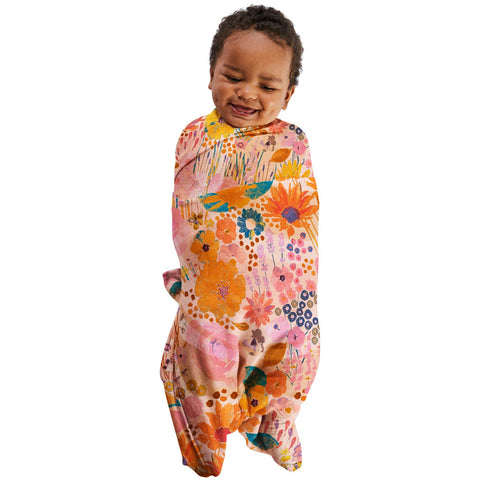Kip & Co - Bamboo Baby Swaddle -Pinky Field Of Dreams