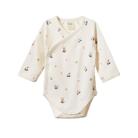 Nature baby - kimono style bodsuit l/s - bunny print