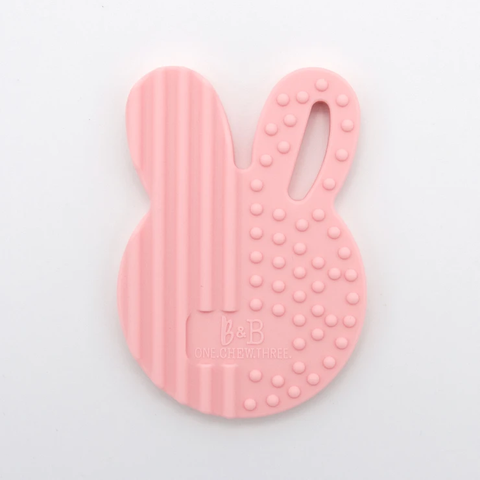 One Chew Three - BUNNY Silicone Teething Disc - Baby Pink