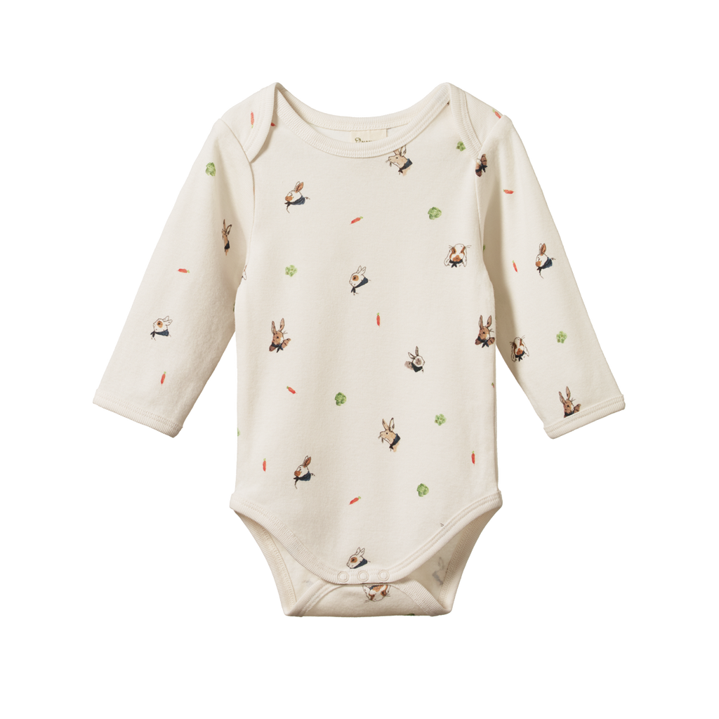 nature baby - l/s bodysuit - bunny garden print