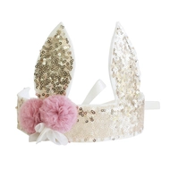 Alimrose Sequin Bunny Crown - Gold
