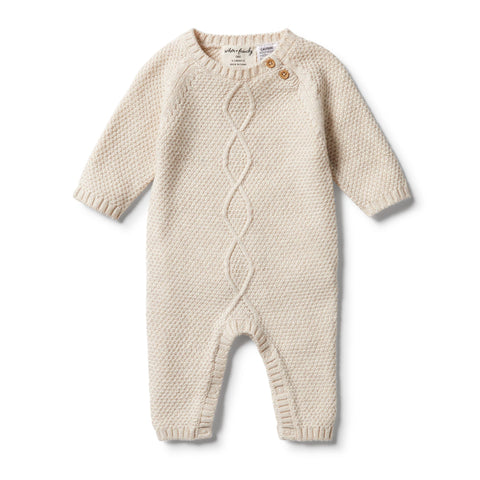 Wilson & Frenchy - Oatmeal Melange Knitted Cable Growsuit