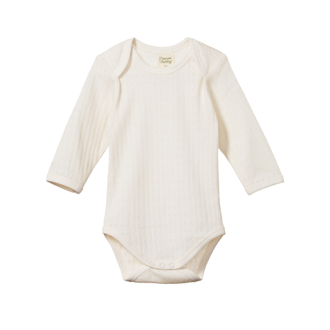 Nature Baby - Long Sleeve Bodysuit Pointelle - Natural