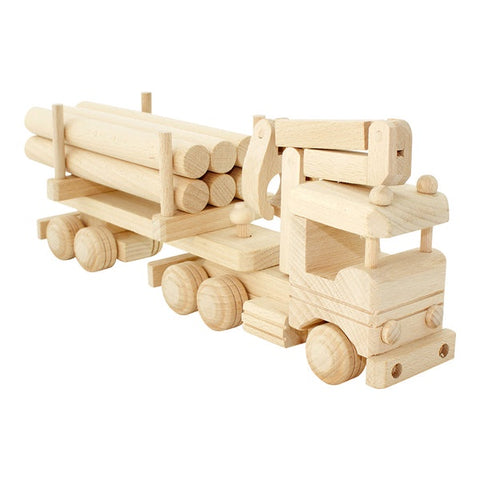 Happy Go Ducky Wooden Truck With Logs and Crane - Montana