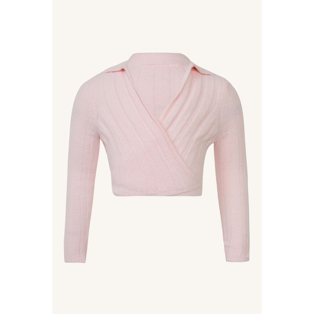 bardot junior - ellie cross over knit top - sorbet pink
