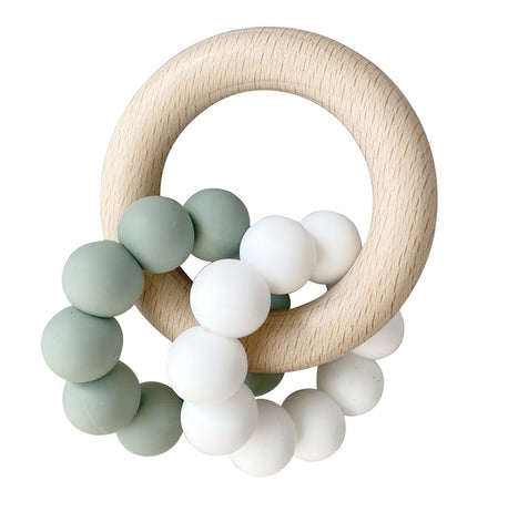 Alimrose - Double Silicone Teether Ring - Sage White