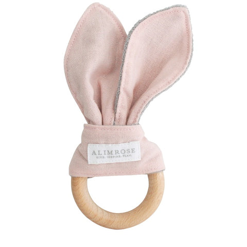 Alimrose Bailey Bunny Teether Pink Linen