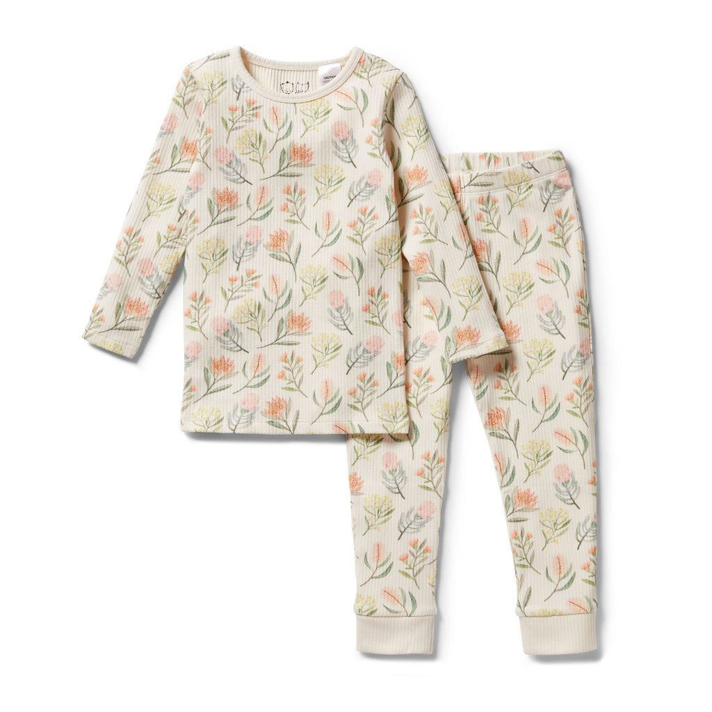 Wilson & Frenchy - Pretty Floral Organic Rib Long Sleeve Pyjamas