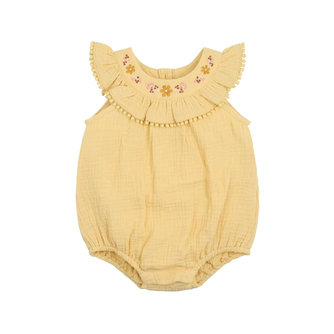 Bebe Baby Hallie Crinkle Frill Bodysuit - Mustard