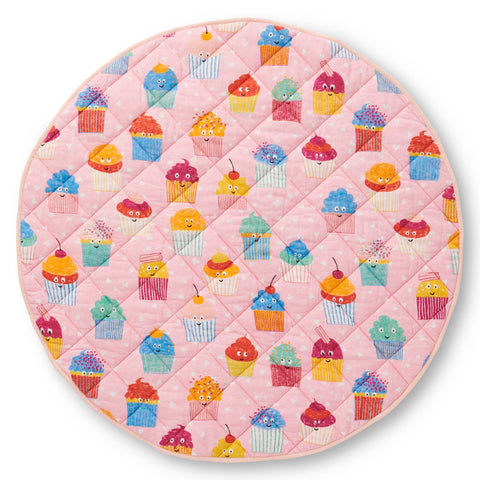 kip & co - cupcakes quilted baby play mat - pink
