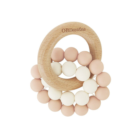OB Designs Wooden Teething Rings - Blush Pink