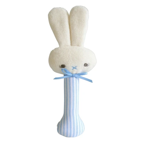 Alimrose -Bunny Stick Rattle Blue Stripe -