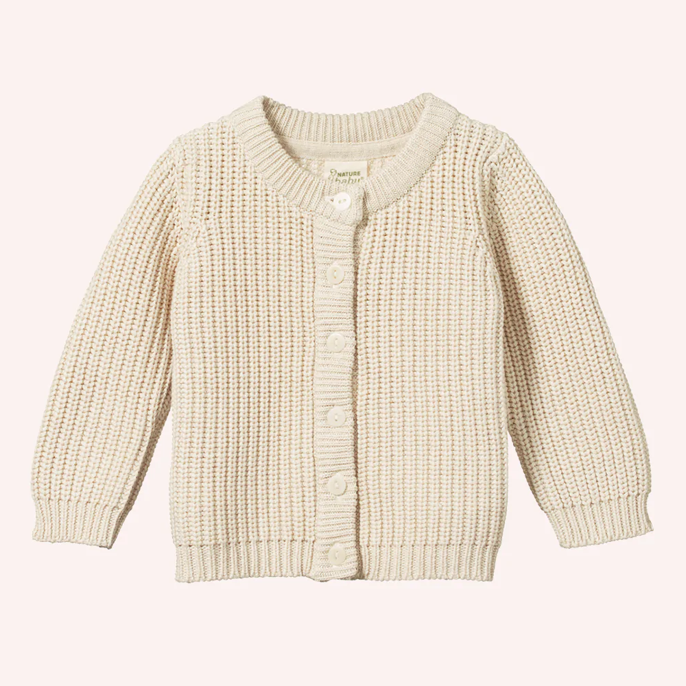 Nature Baby - Scout Cardigan - oatmeal marl chunky knit