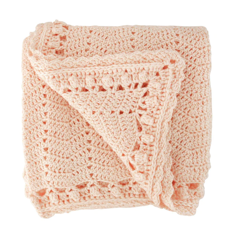 OB Designs - Peach Crochet Baby Blanket Handmade