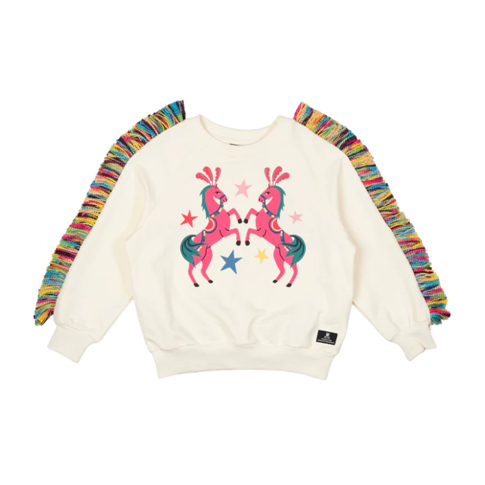 Rock Your Kid - Parade Sweatshirt with Fringing - cream