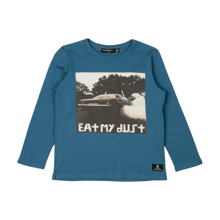 Rock Your Baby - Eat My Dust LS T-shirt - Blue