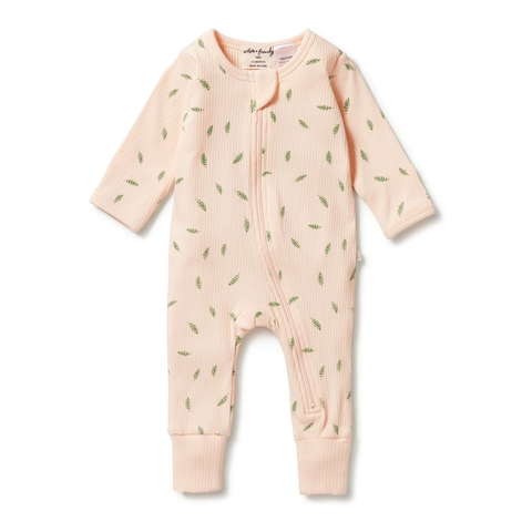 Wilson and Frenchy - Organic Rib Zipsuit with Feet - Falling Leaf