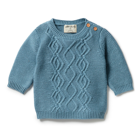 Wilson and Frenchy - Knitted Cable Jumper - Bluestone
