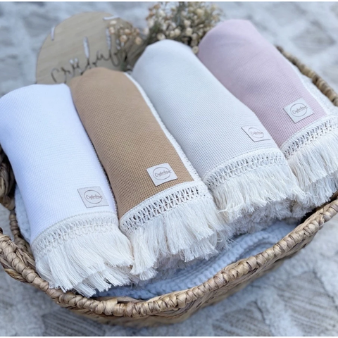 Crybaby Boutique - Knit Waffle Blanket Beige