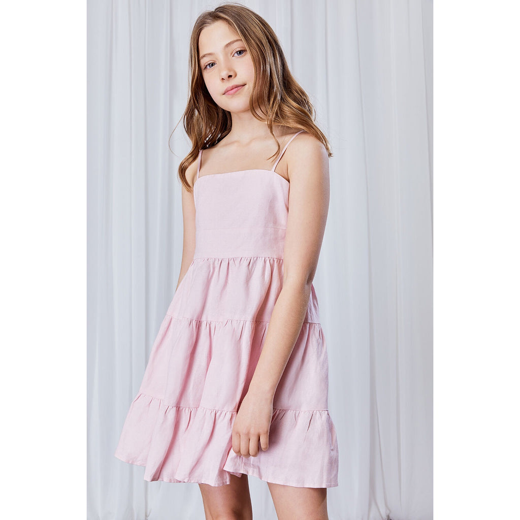Bardot Junior Chiara Mini Tiered Dress- Soft Pink