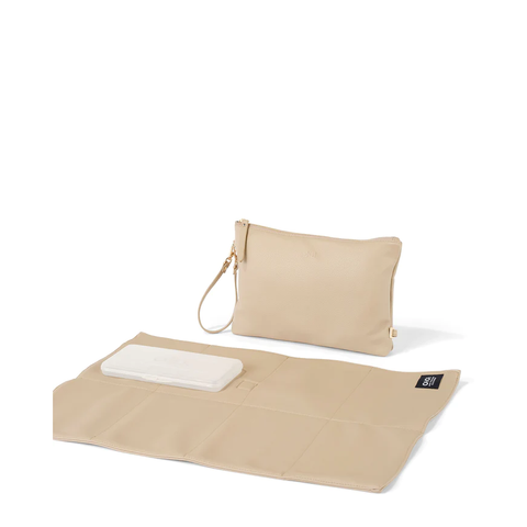 OiOi - Nappy Changing Pouch - Oat Faux Leather