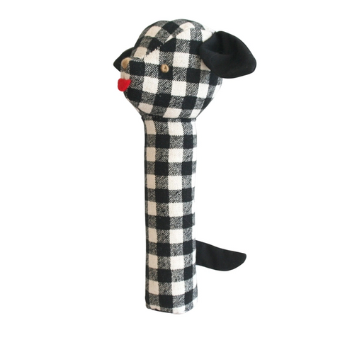 Alimrose  Puppy Squeaker Black Check Linen