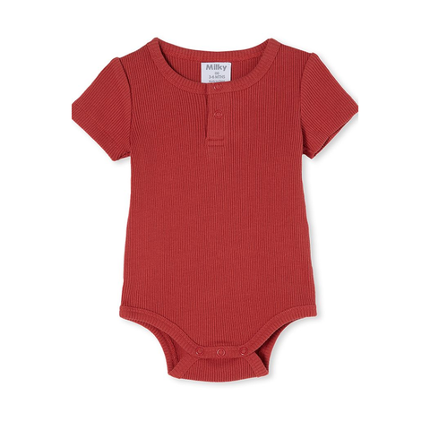Milky Baby Rib Bubbysuit - Red Clay