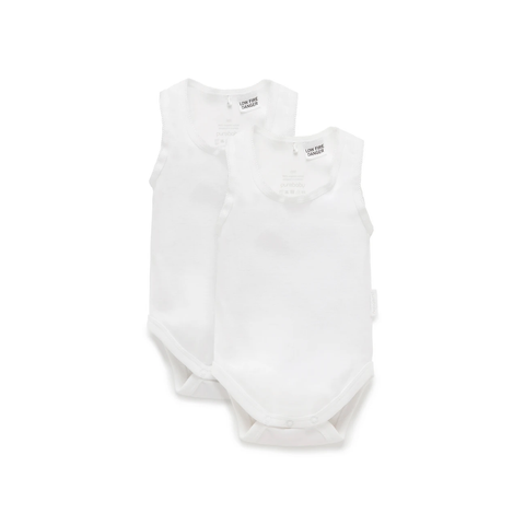 Purebaby - 2 Pack Rib Bodysuit - White