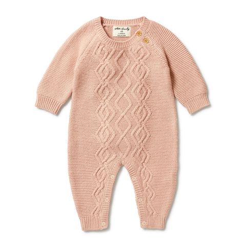 Wilson and Frenchy - Knitted Cable Growsuit - Rose