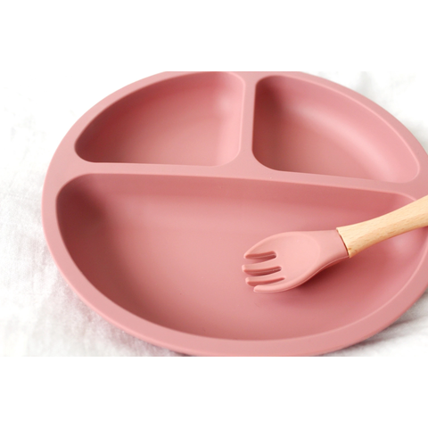 foxx & willow - all silicone plate & fork - rose