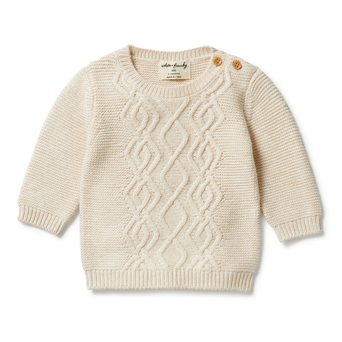 Wilson and Frenchy - Knitted Cable Jumper - Sand Melange