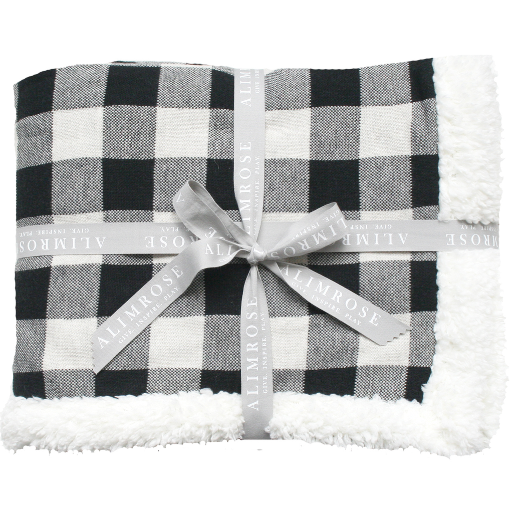 Alimrose Sherpa Baby Blanket - Black Check