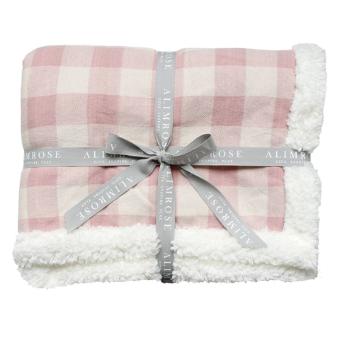 Alimrose Sherpa Baby Blanket - Rose Check